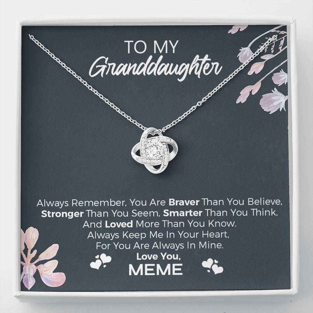 Meme Gift For Granddaughter Love Knot Necklace Keep Me In Your Heart