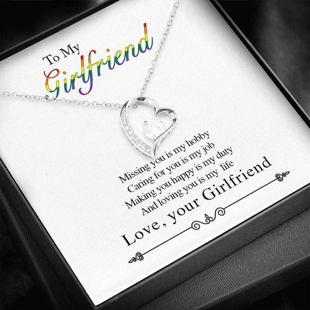 Missing You Is My Hobby Silver Forever Love Necklace Gift For Girlfriend