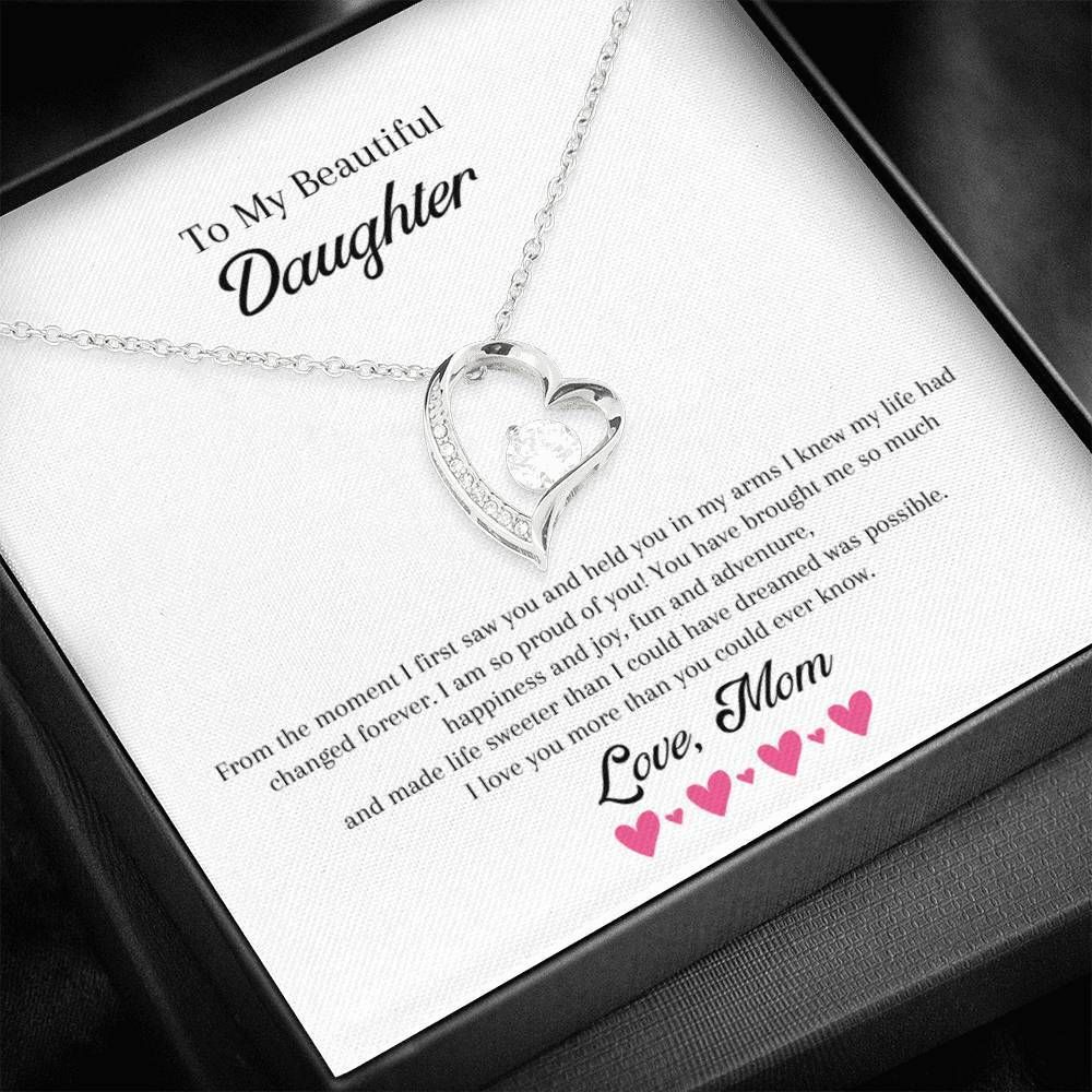 Mom Giving Daughter I Am So Proud Of You Silver Forever Love Necklace