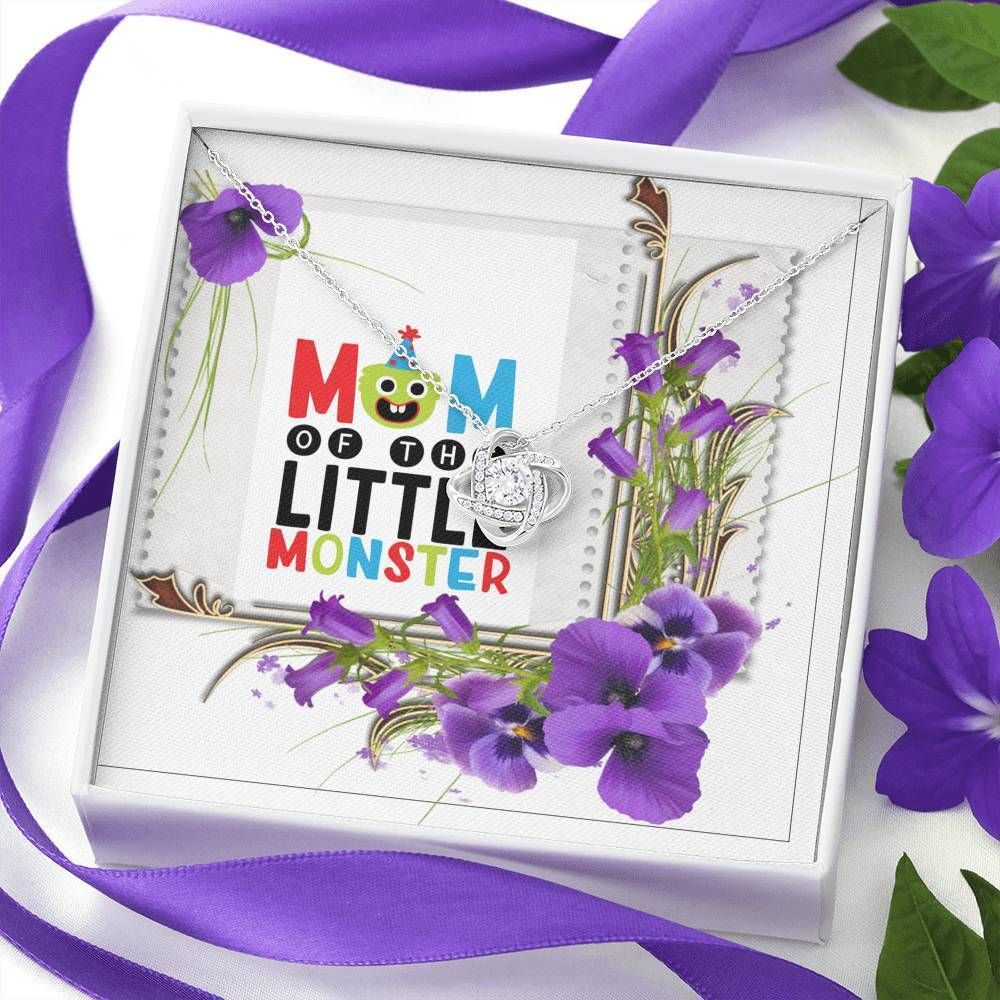 Mom Of The Little Monster Love Knot Necklace Orchid Flowers Giving Mom