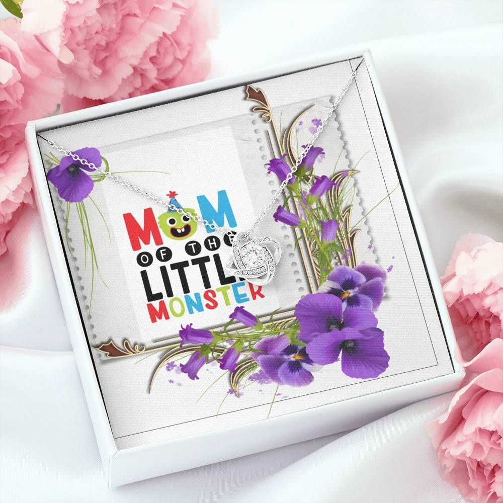 Mom Of The Little Monster Love Knot Necklace Orchid Flowers Giving Mom