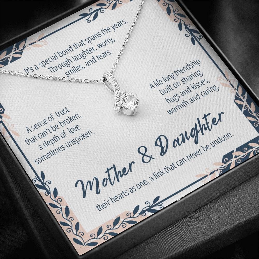 Mother And Daughter Their Heart As One Gift For Mom 14K White Gold Alluring Beauty Necklace