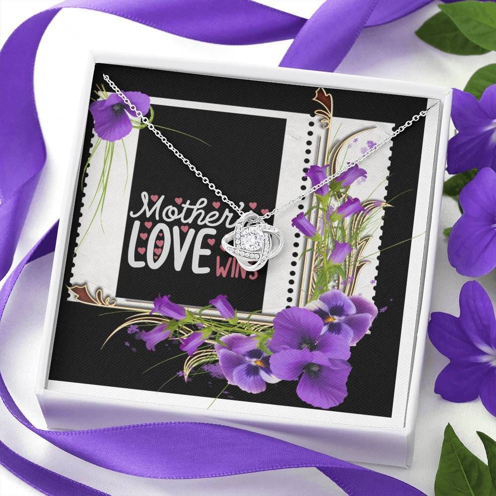 Mother Love Wins Orchid Flowers Love Knot Necklace Giving Mom