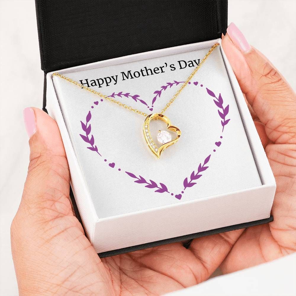 Mother's Day Gift For Mom 18k Gold Forever Love Necklace Purple Heart