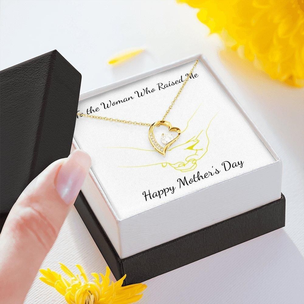 Mother's Day Gift For Mom 18k Gold Forever Love Necklace Yellow Hand In Hand Forever Love Necklace Forever Love Necklace