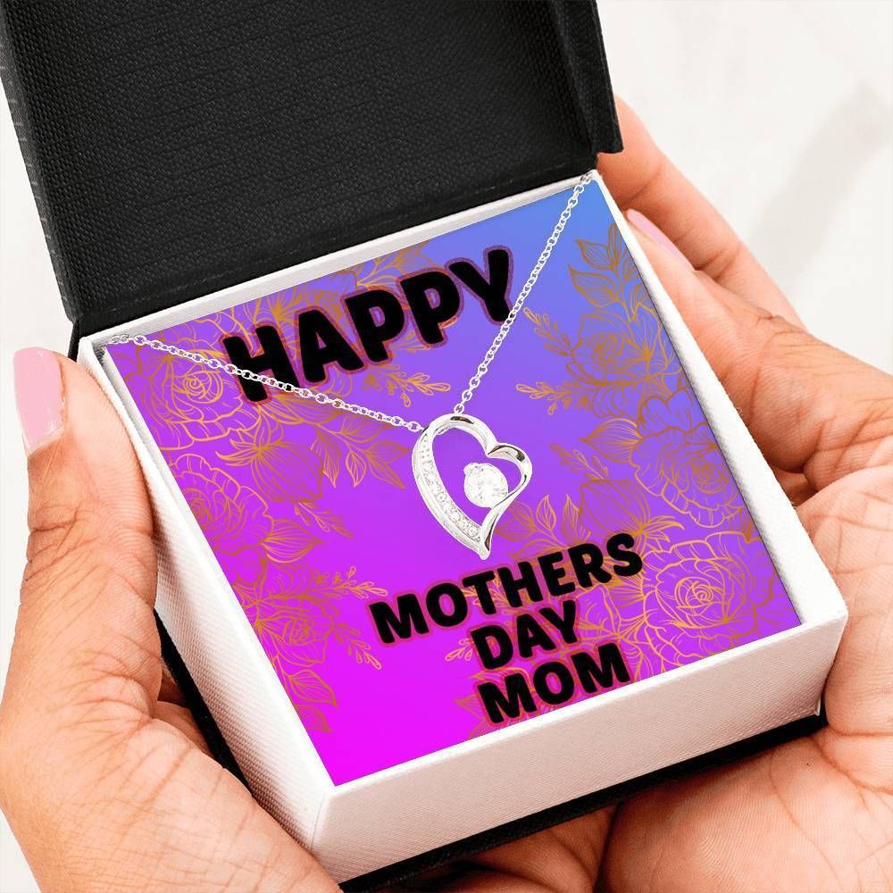 Mother's Day Neon Design 14K White Gold Forever Love Necklace Gift For Mom Mama