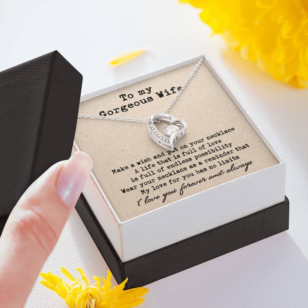 My Love For You 14K White Gold Forever Love Necklace Gift For Wife