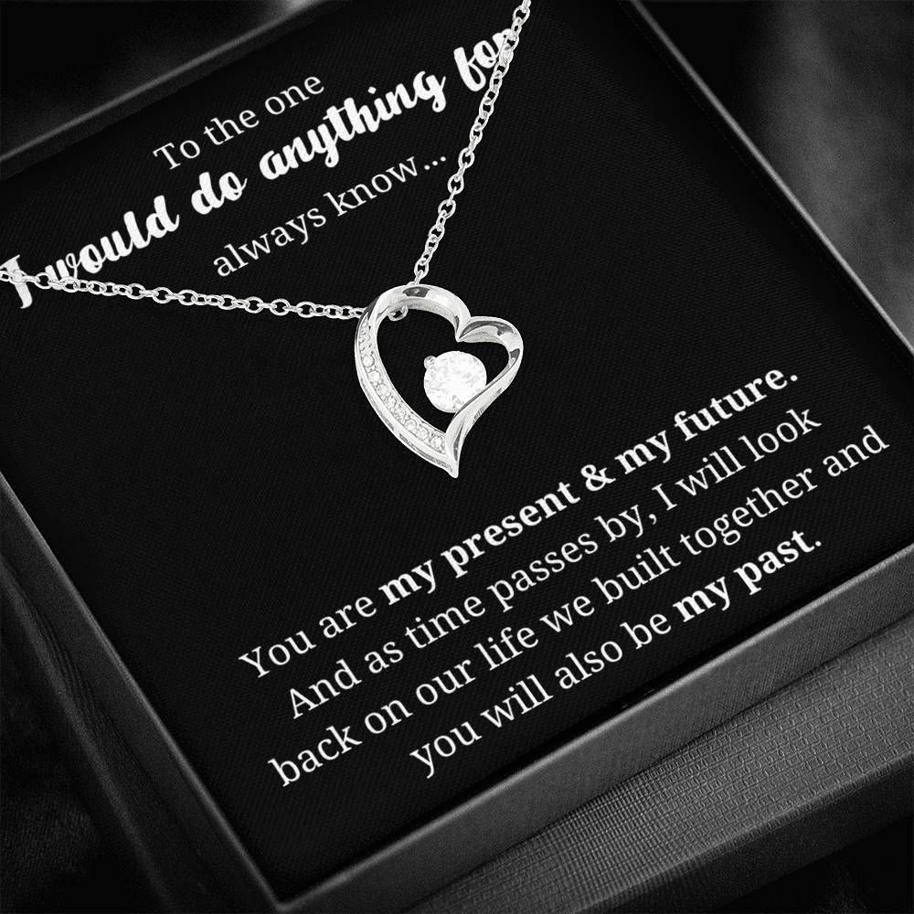 My Present And My Future 14K White Gold Forever Love Necklace Gift For Hers