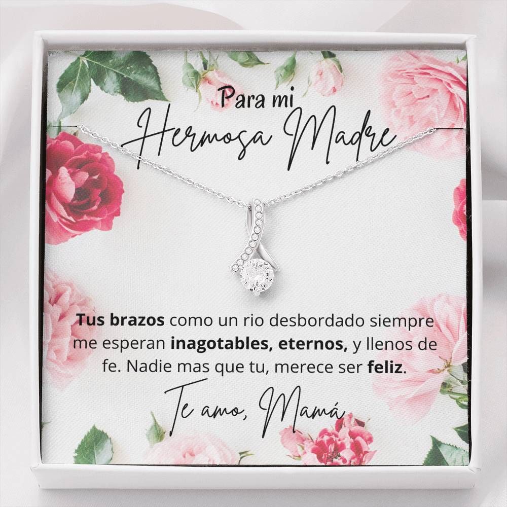 Nadie Mas Que Tu Gift For Hermosa Madre 14K White Gold Alluring Beauty Necklace