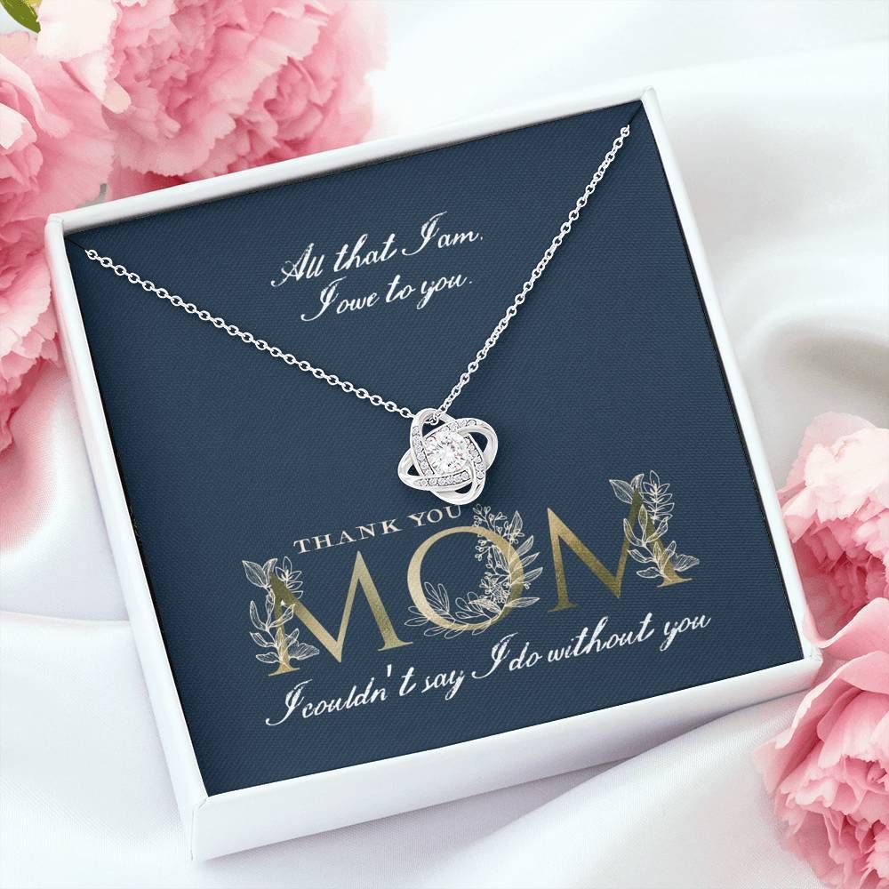 Navy Background Gift For Mom Love Knot Necklace Thank You