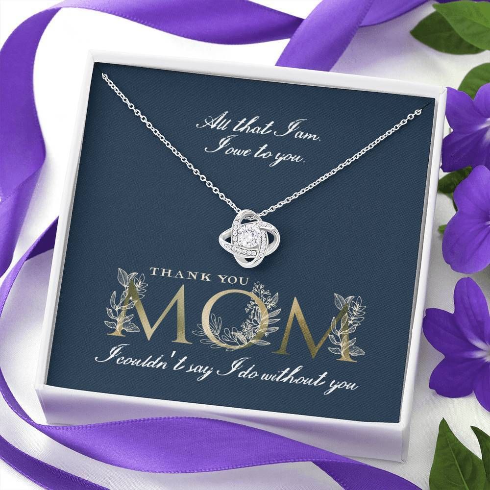Navy Background Gift For Mom Love Knot Necklace Thank You