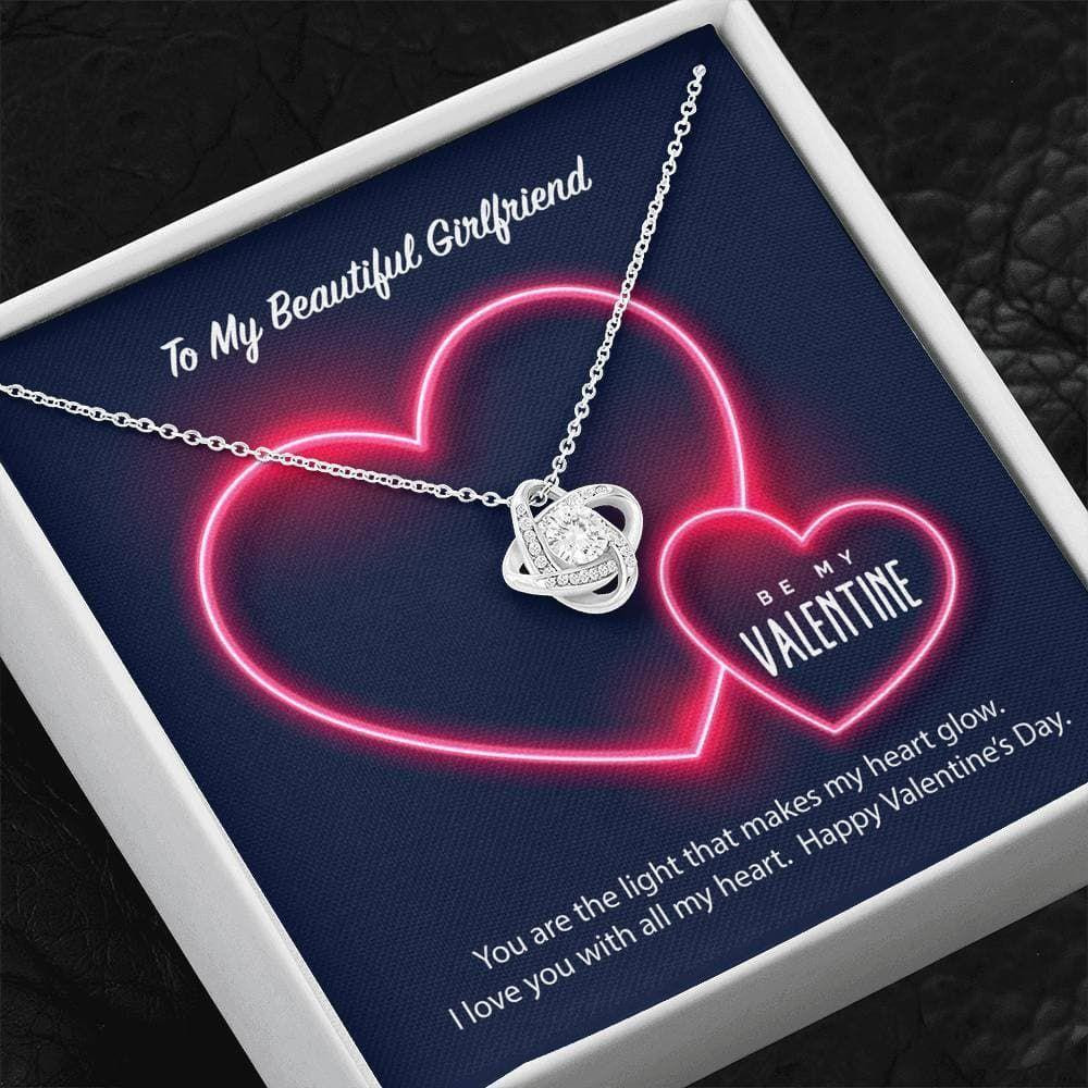 Neon Heart Love Knot Necklace Gift For Girlfriend Happy Valentine's Day
