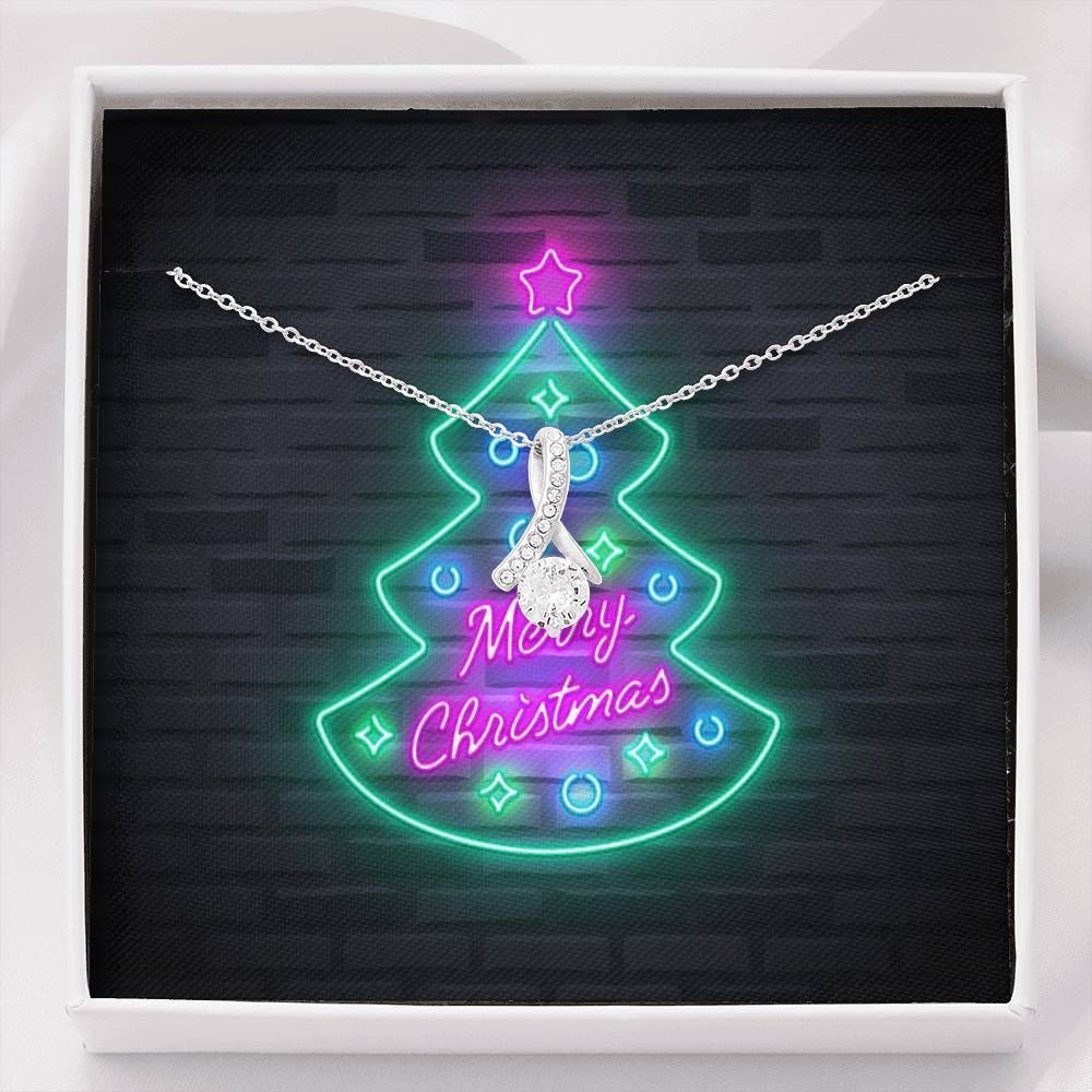 Neon Sign Christmas Tree 14K White Gold Alluring Beauty Necklace Gift For Friends