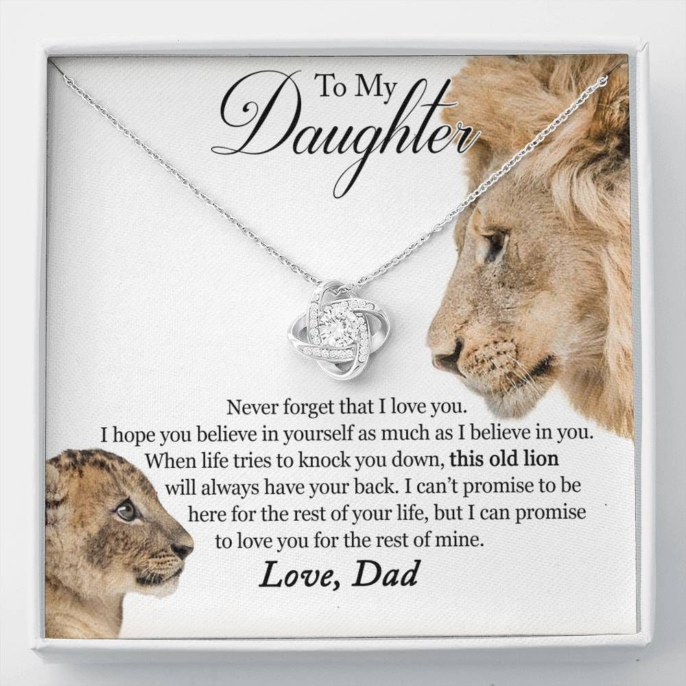 Never Forget That I Love You Giving Daughter Silver Love Knot Necklace