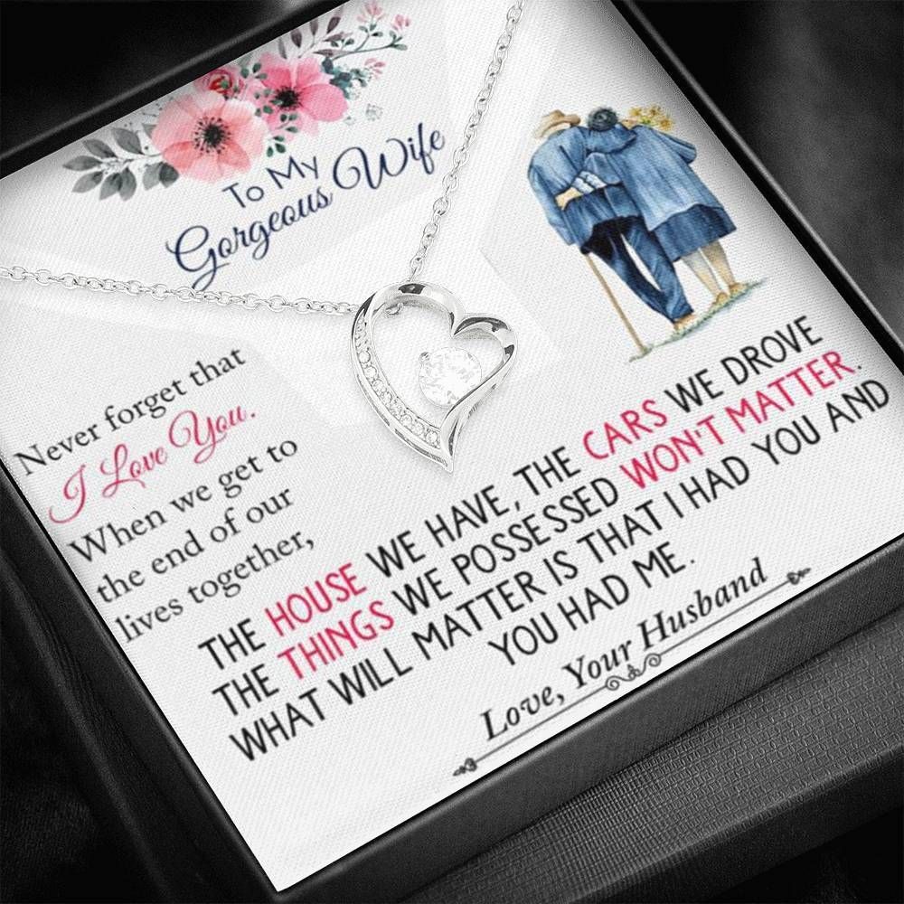 Never Forget That I Love You Silver Forever Love Necklace Husband Giving Wife