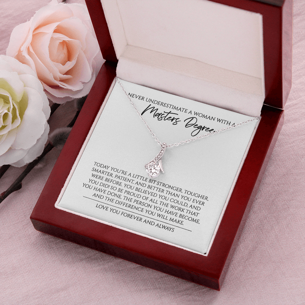 Never Underestimate A Woman With A Master Degree Graduation Gift For Master Alluring Beauty Necklace
