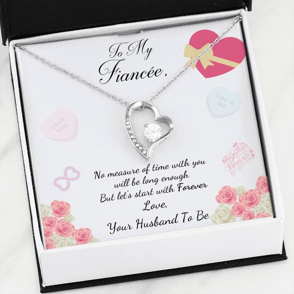 No Measure Of Time 14K White Gold Forever Love Necklace Gift For Hers