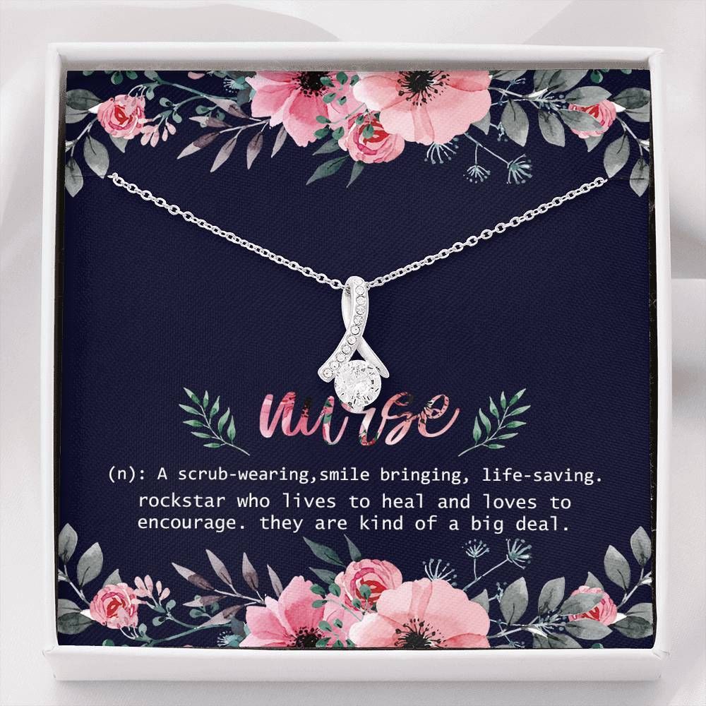 Nurse Thankful Message Card Silver Alluring Beauty Necklace Giving Women