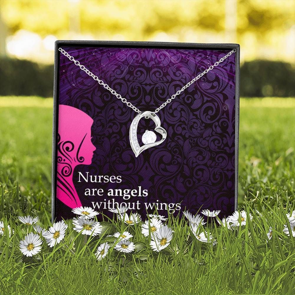 Nurses Are Angels Without Wings Forever Love Necklace Giving Women ...