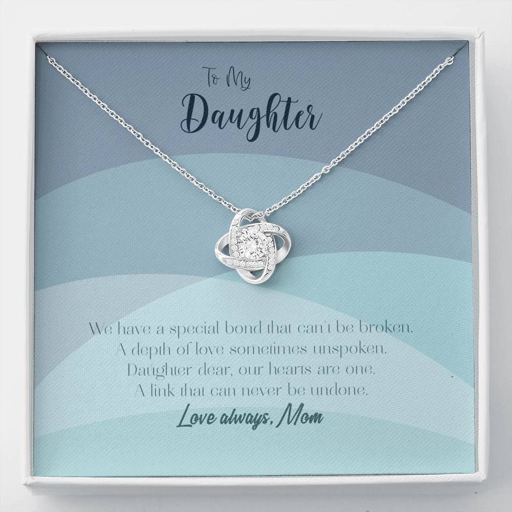 Our Hearts Are One Blue Love Knot Necklace For Daughter