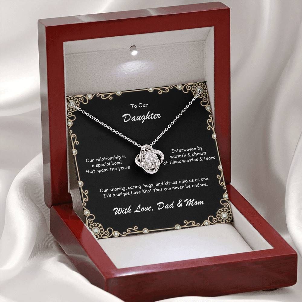 Our Relationship Is A Special Bond Giving Daughter Love Knot Necklace