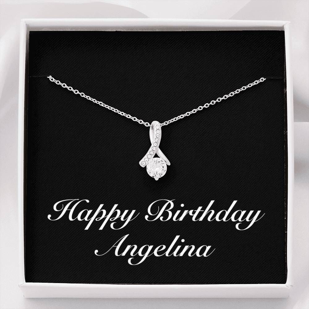 Personalized Birthday Gift For Person Named Angelina Silver Alluring Beauty Necklace