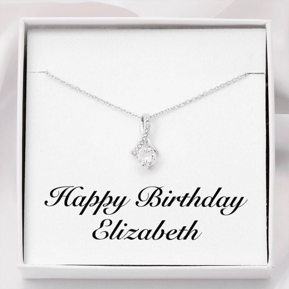 Personalized Birthday Gift For Person Named Elizabeth Silver Alluring Beauty Necklace
