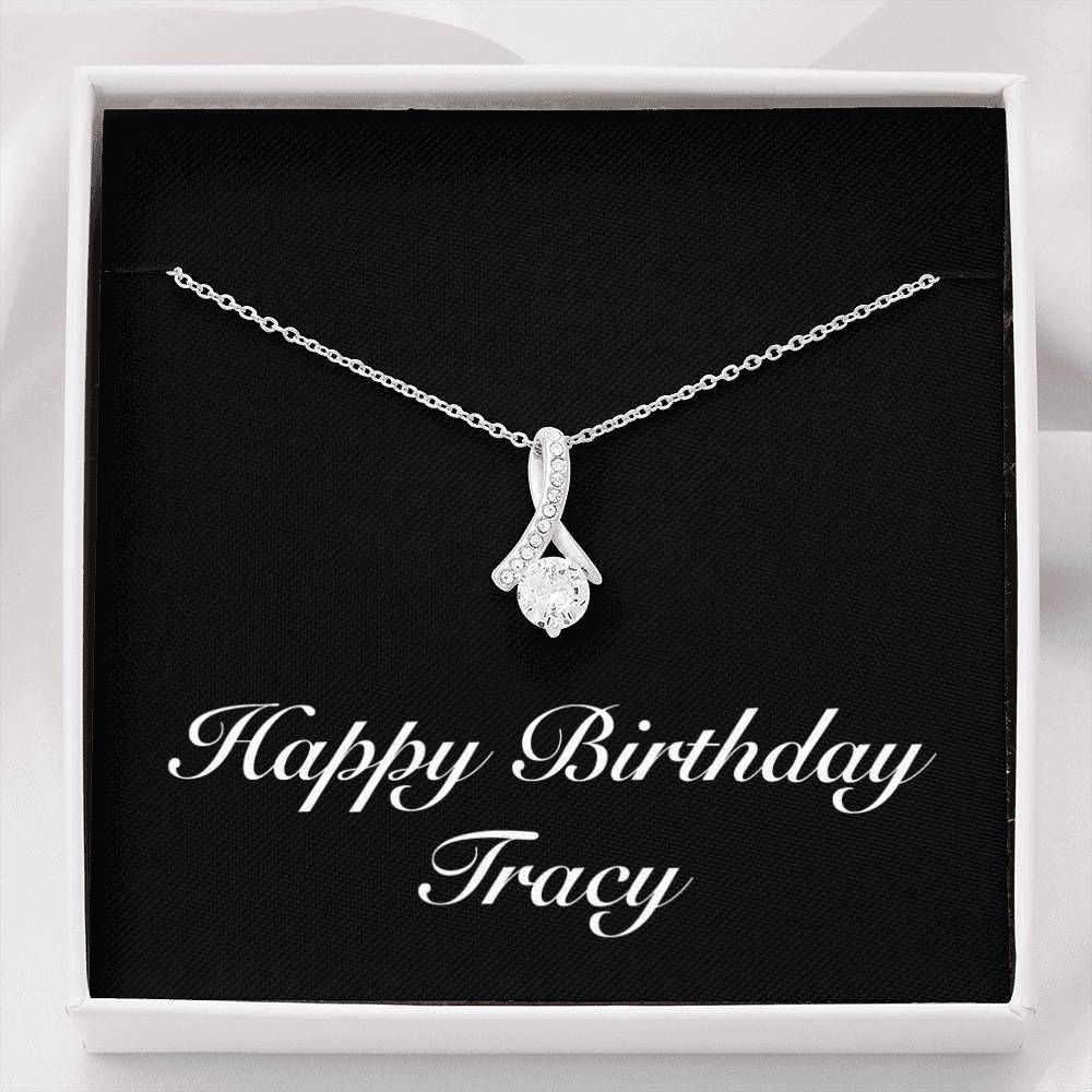 Personalized Birthday Gift For Person Named Tracy Silver Alluring Beauty Necklace