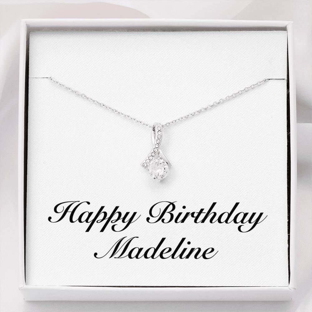Personalized Birthday Gift For Women Name Madeline Silver Alluring Beauty Necklace