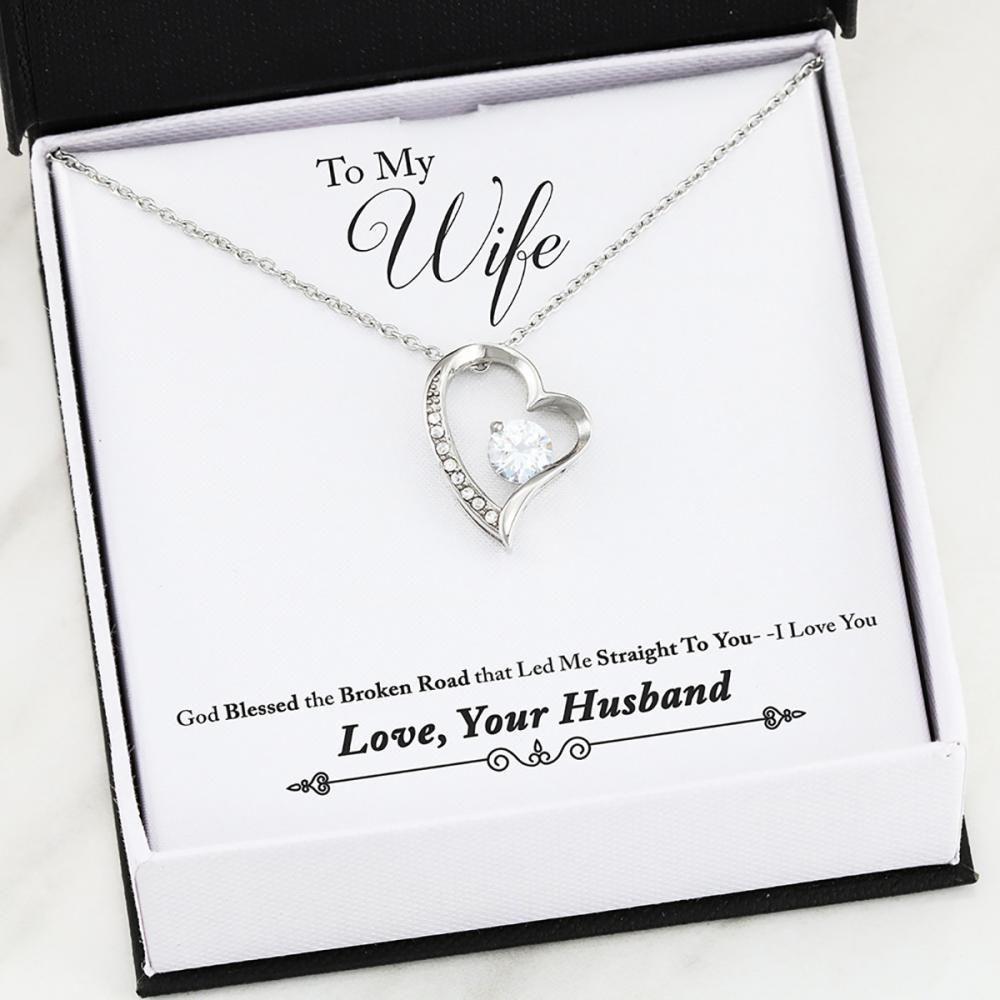 Present For Wife God Blessed The Broken Road Forever Love Necklace