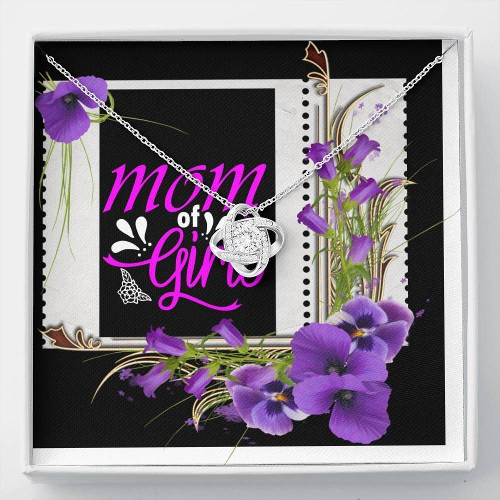 Purple Flower Mom Of A Girl Love Knot Necklace