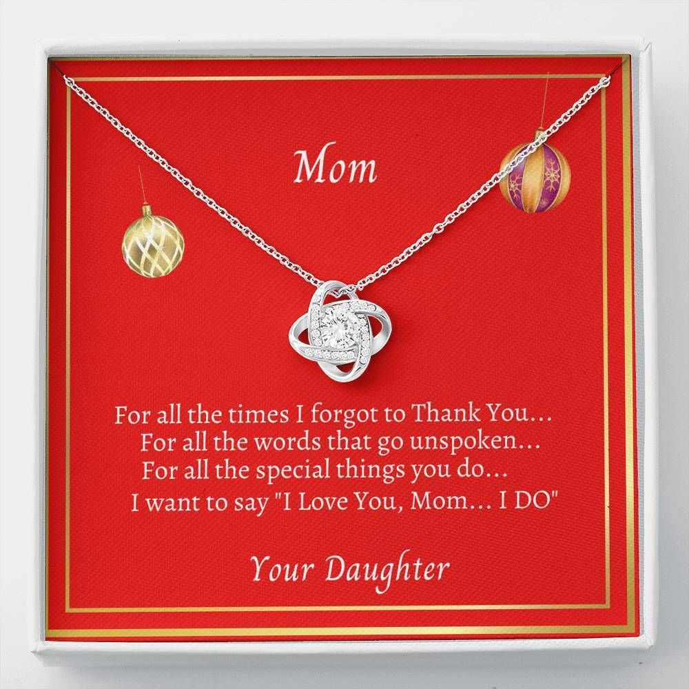 Red Christmas Daughter Gift For Mom Love Knot Necklace Thank You So Much