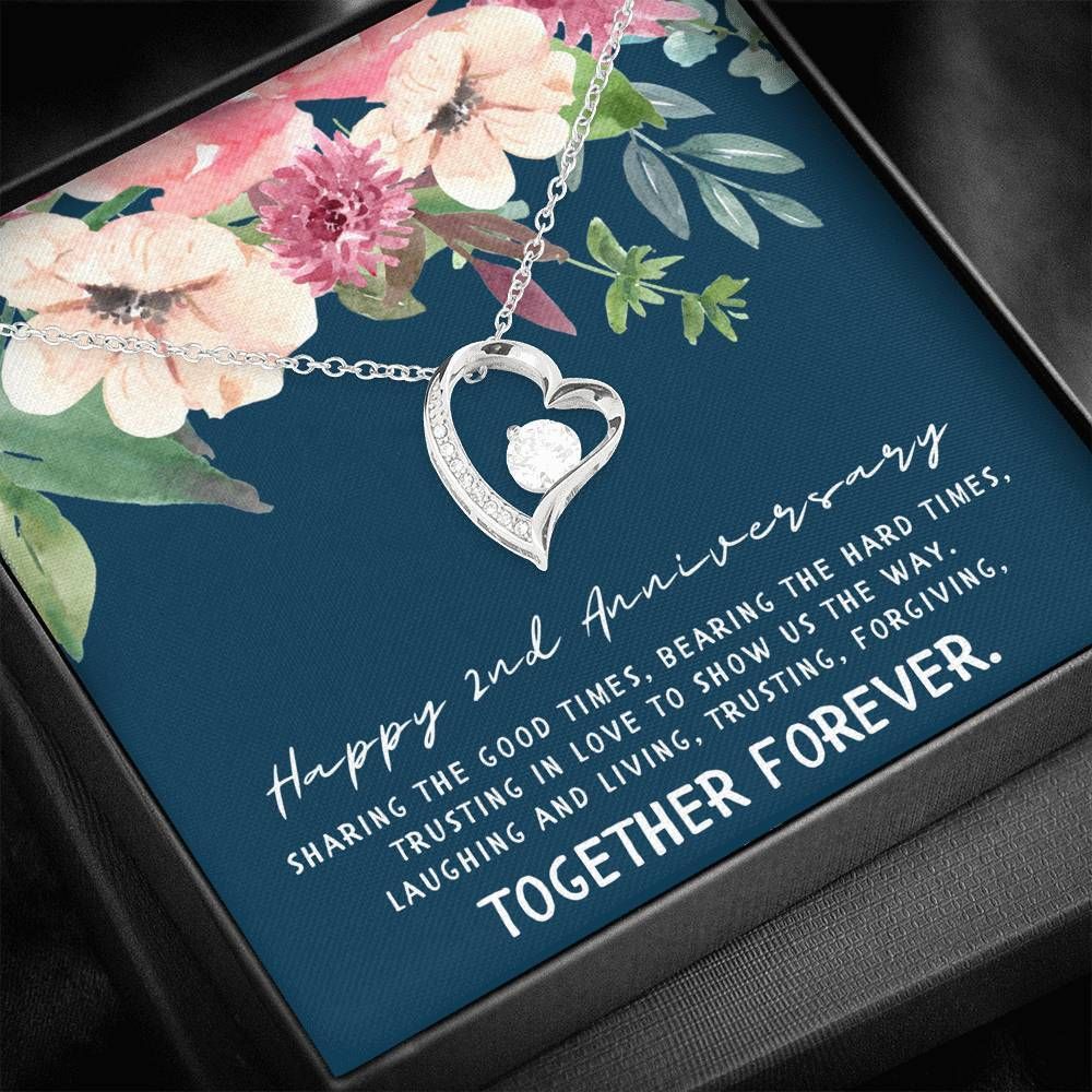 Sharing The Good Times 14K White Gold Forever Love Necklace Gift For Wife 2nd Anniversary