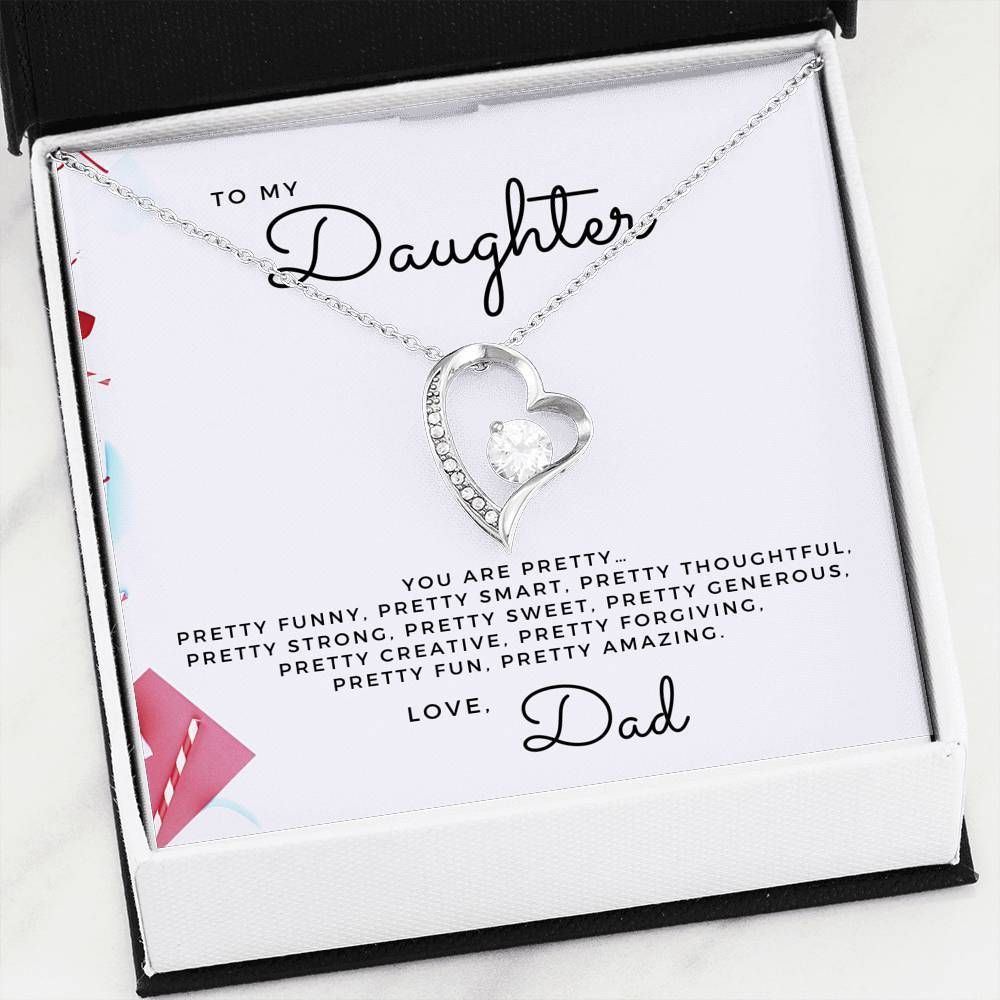 Show Her How Proud You Are Silver Forever Love Necklace Dad Giving Daughter