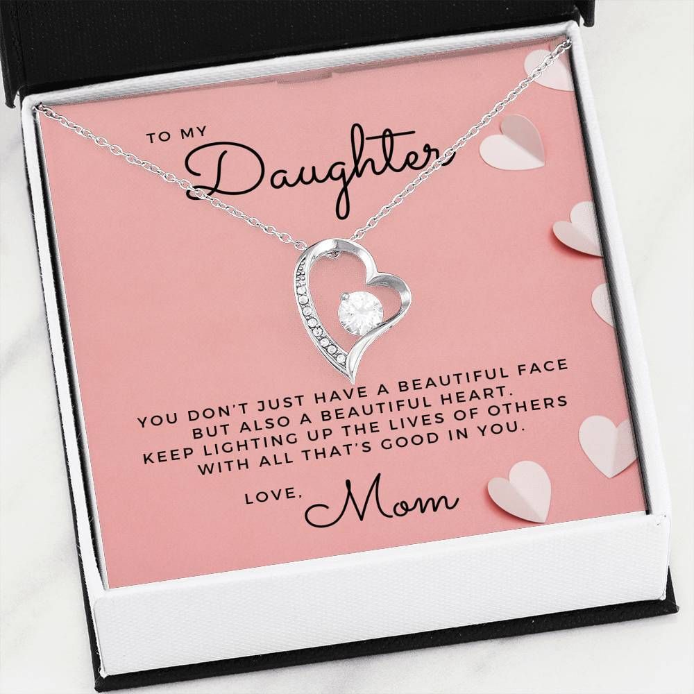 Show Her How Proud You Are Silver Forever Love Necklace Mom Giving Daughter