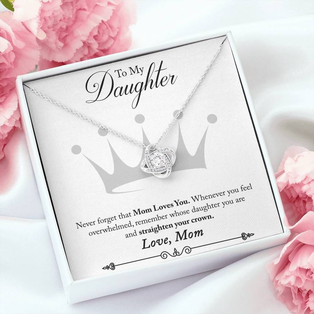 Silver Crown Mom Gift For Daughter Love Knot Necklace I Love You