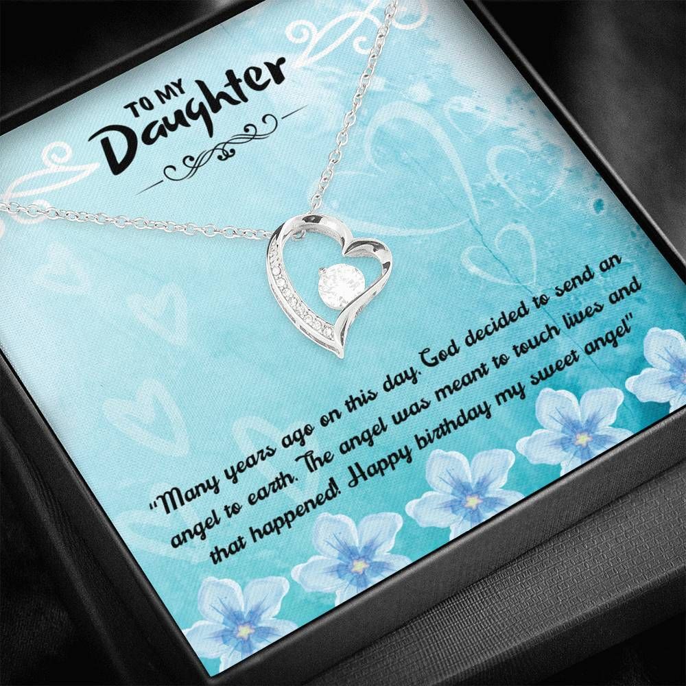 Silver Forever Love Necklace Gift For Daughter Happy Birthday My Sweet Angel