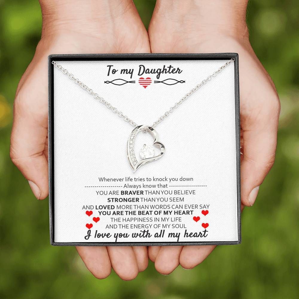 Silver Forever Love Necklace Giving Daughter I Love You With All My Heart