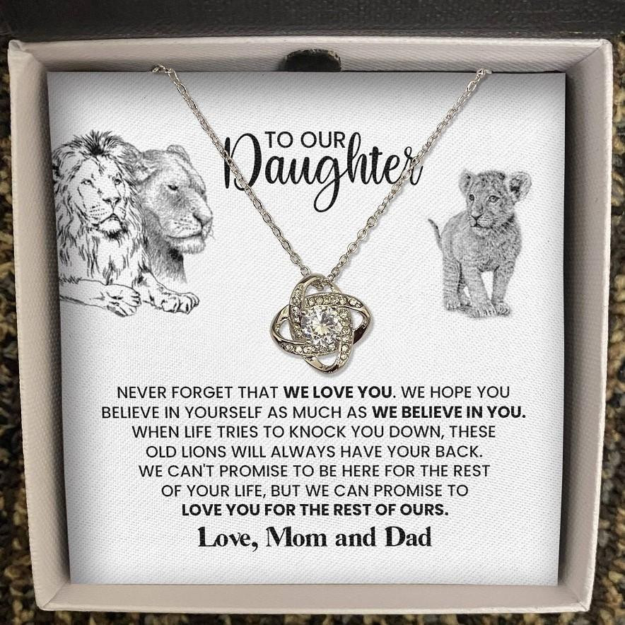 Sketch Gift For Daughter Lions Have Your Back Love Knot Necklace