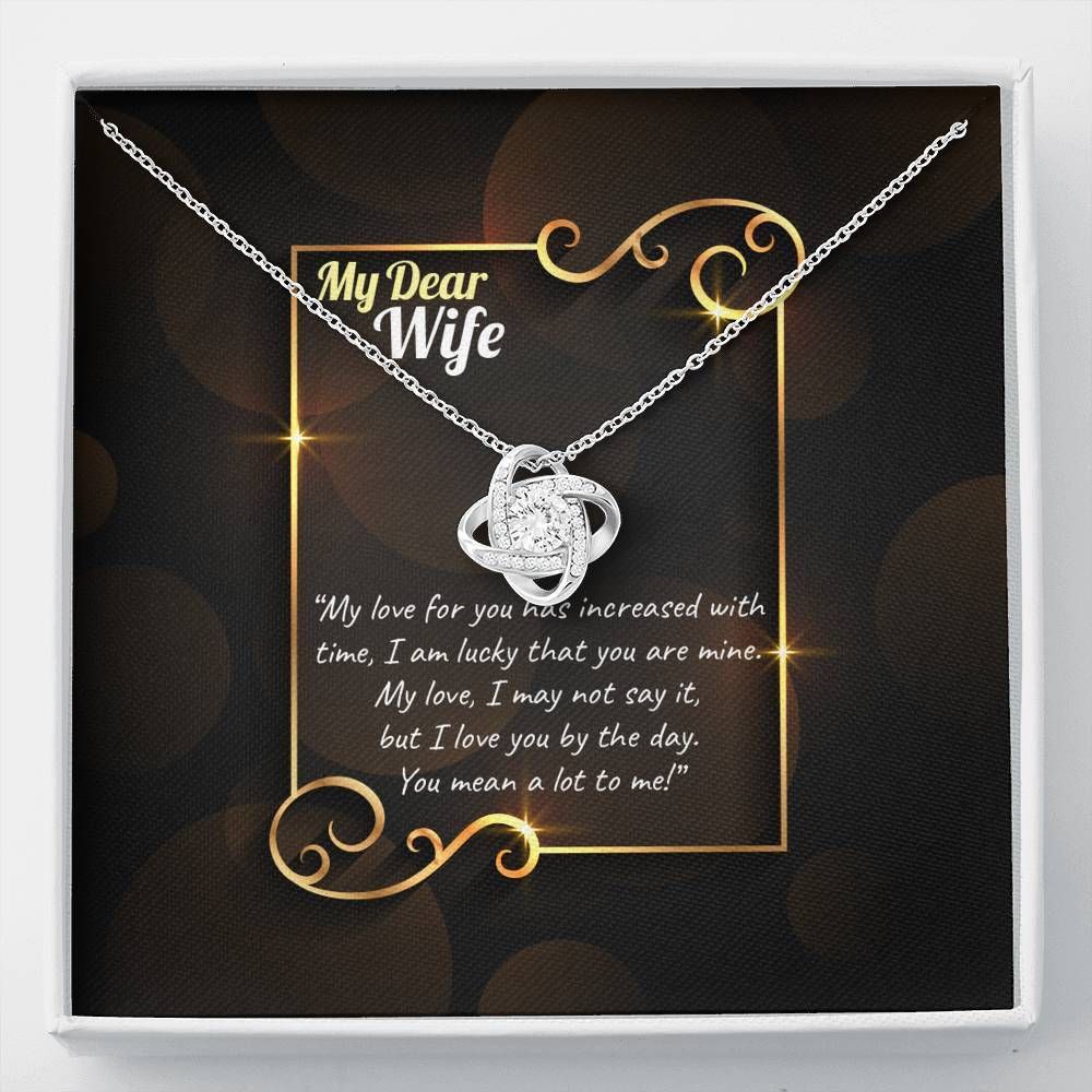 So Lucky That You're Mine Love Knot Necklace To Wife