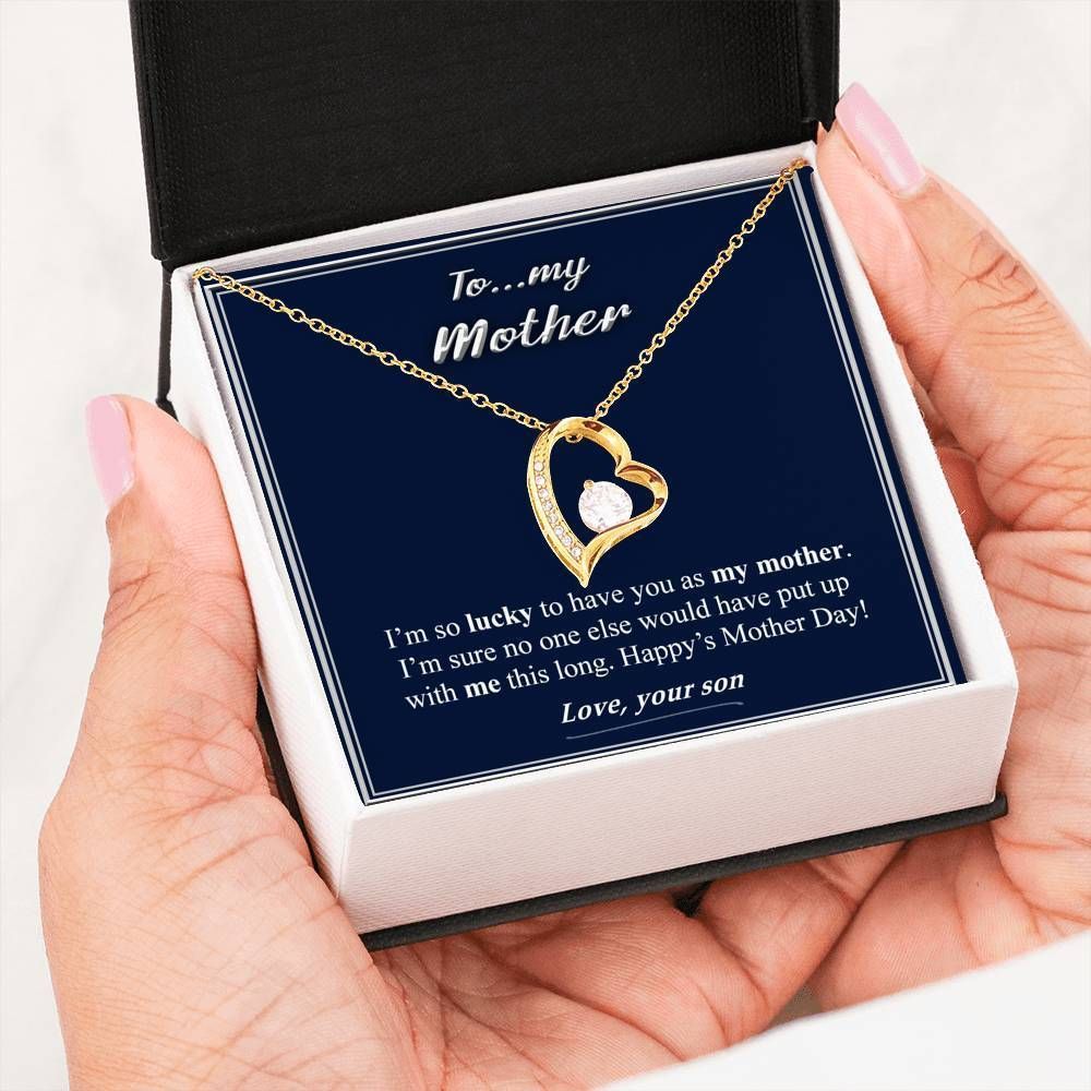 So Lucky To Have You As My Mother 18k Gold Forever Love Necklace Gift For Mom
