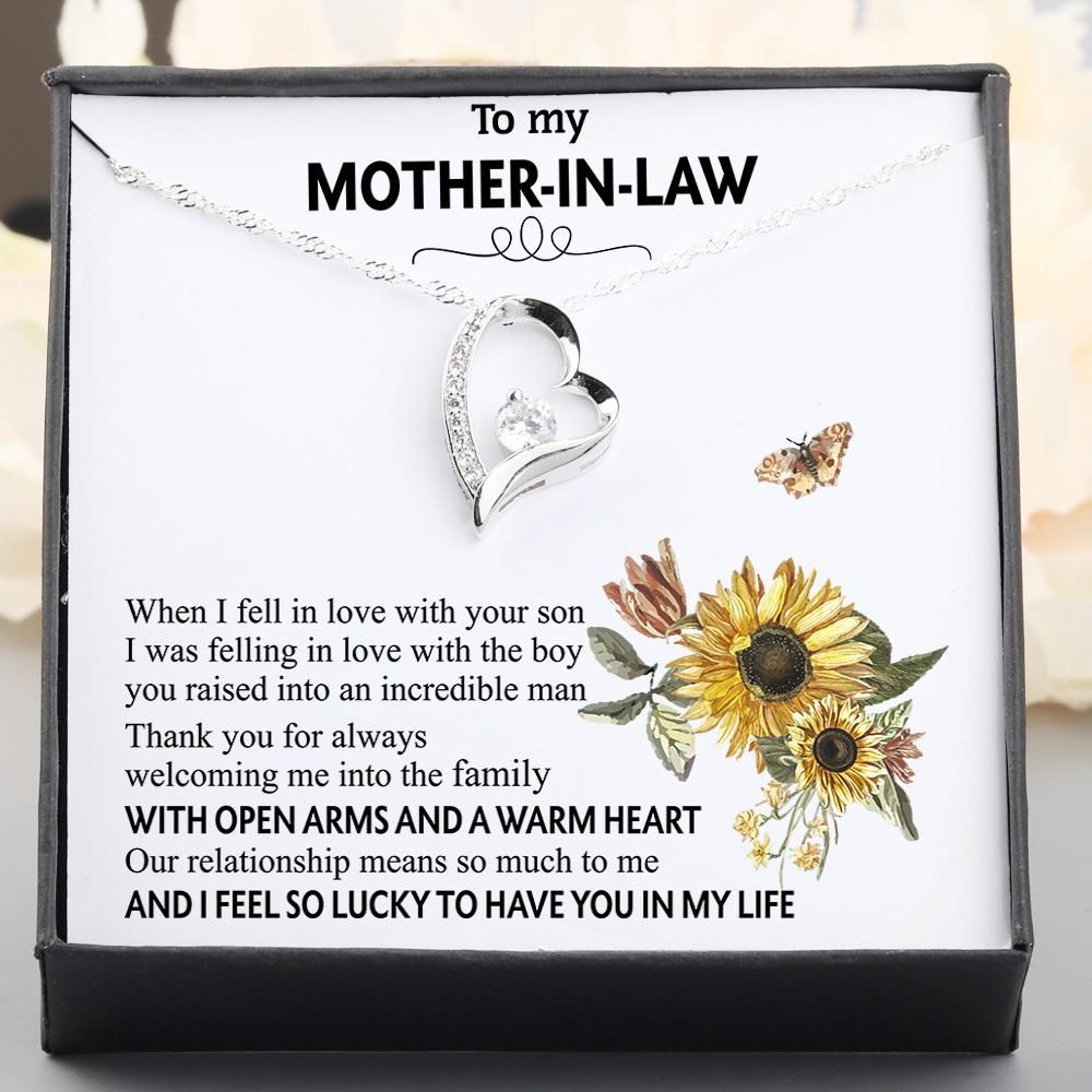 So Lucky To Have You Giving Mother-In-Law Silver Forever Love Necklace
