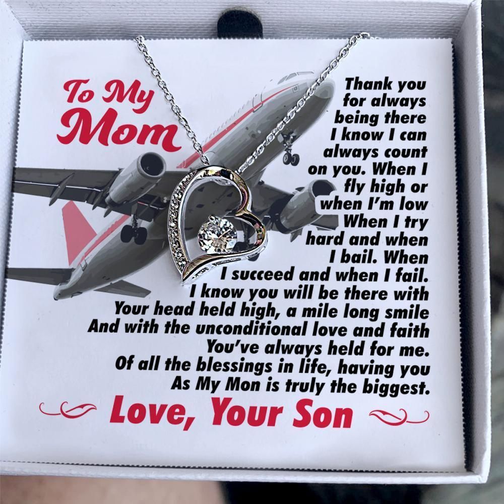 Son Giving Mom Forever Love Necklace Thanks For Always Being There
