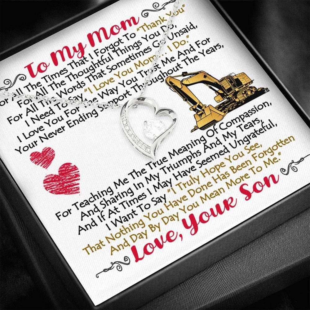 Son Giving Mom Forever Love Necklace You Mean More To Me