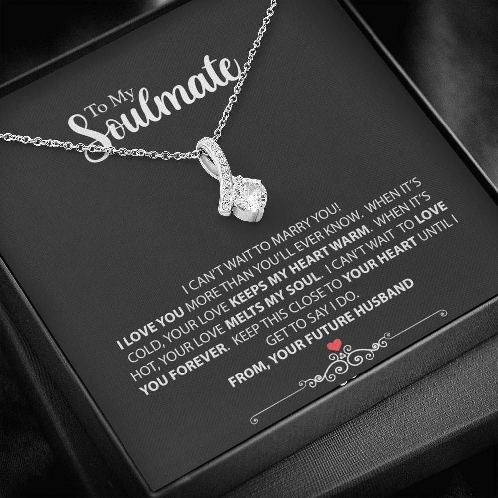 Soulmate Gift For Her Love You Forever 14K White Gold Alluring Beauty Necklace