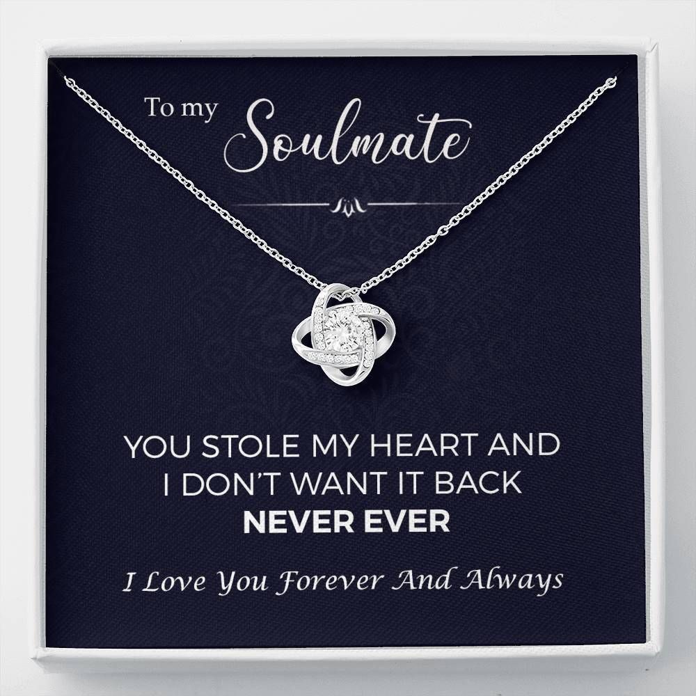 Soulmate Gift For Her You Stole My Heart Love Knot Necklace