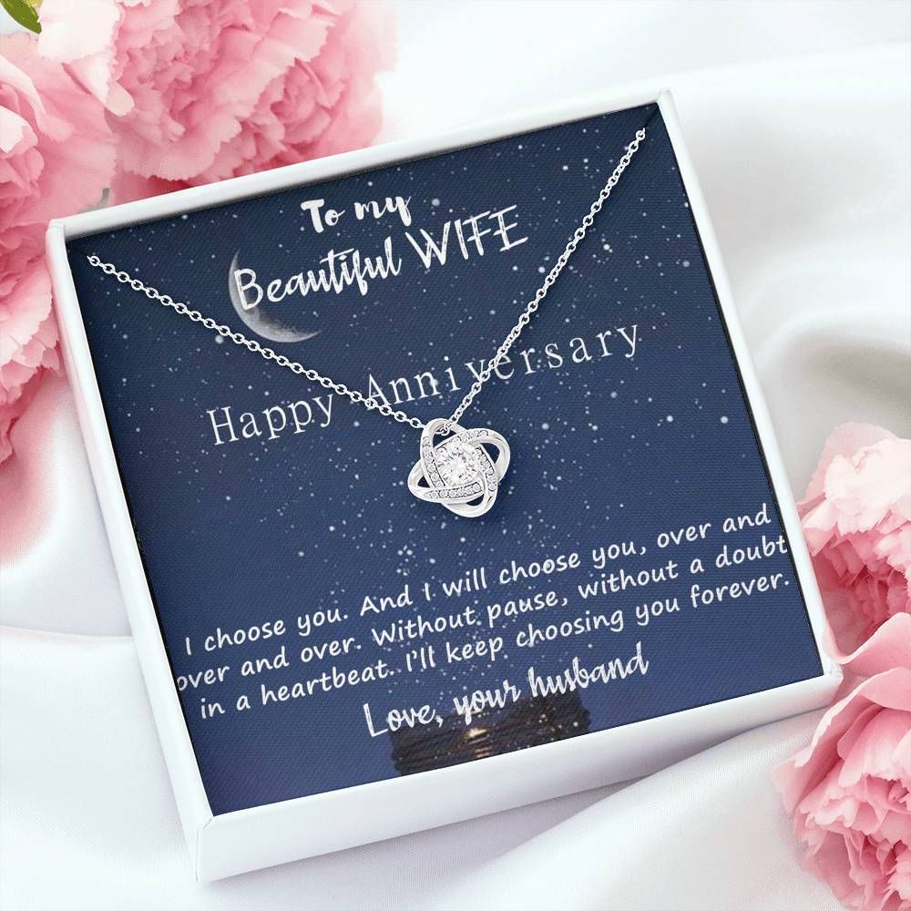 Starry Night I Choose You Love Knot Necklace For Wife