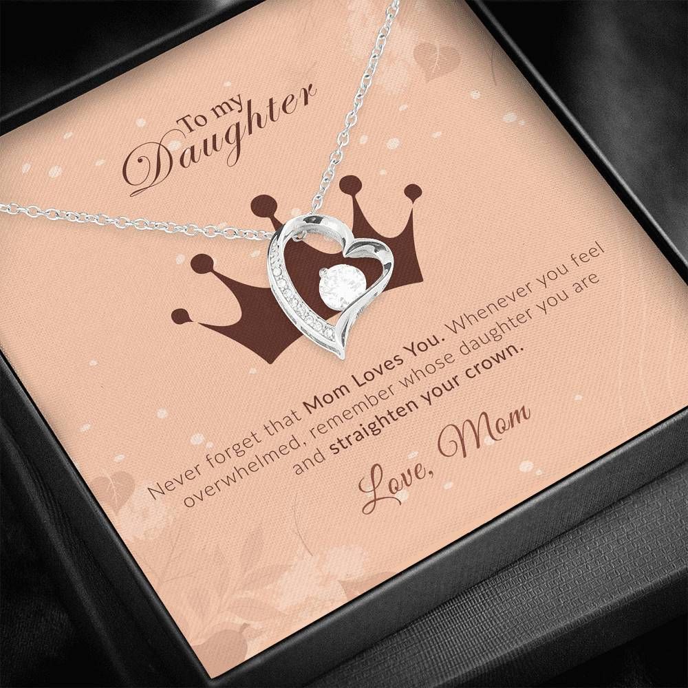 Straighten Your Crown 14K White Gold Forever Love Necklace Gift For Daughter