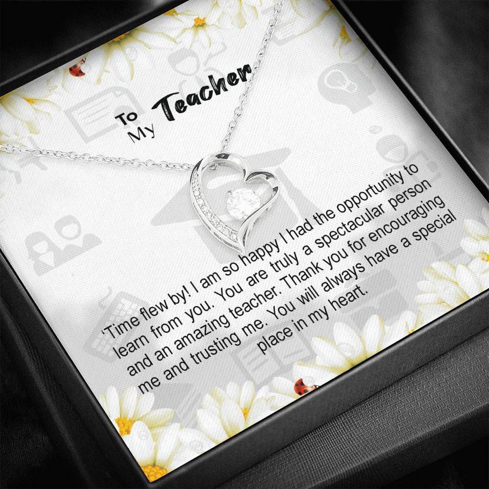 Thank You For Encouraging Me Silver Forever Love Necklace Gift For Teacher