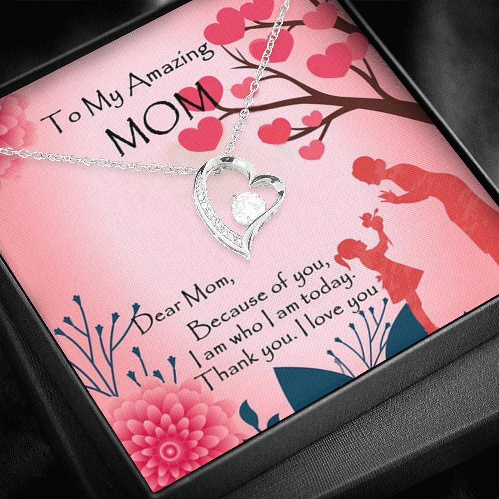 Thank You I Love You Giving Amazing Mom Silver Forever Love Necklace